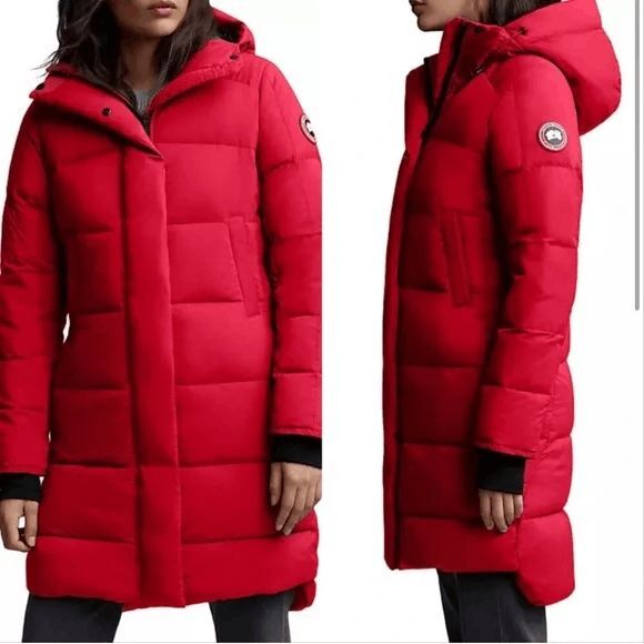 Canada Goose Allston Red Packable Hooded Puffer Jacket XS Mid Length Coat - Picture 1 of 13
